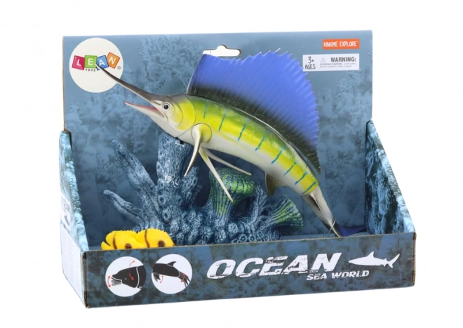 Figurine Espadon sur un Récif Corallien avec des Poissons