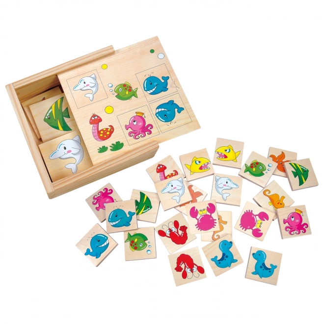Bino Jeux en bois pexeso monde aquatique