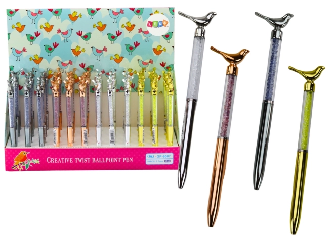 Stylo à bille avec pointe bleue Birds Diamonds 0,7 mm Mix