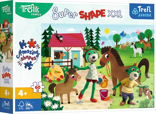 Puzzle Super Shape XXL TREFLÍCI à la ferme équestre 60 pièces