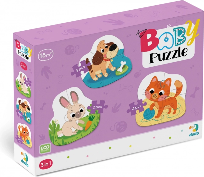 DODO baby puzzle animaux de compagnie 3 en 1 (2, 3, 4 pièces)