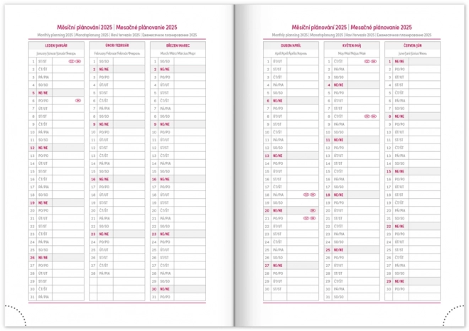 Agenda hebdomadaire Aprint 2025, noir, 15 × 21 cm