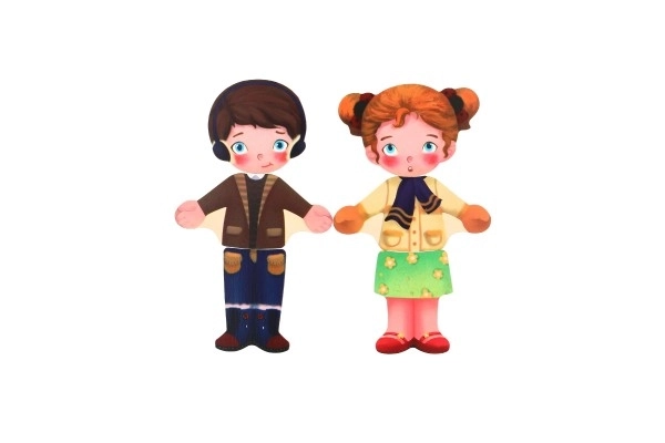 Puzzle en bois habillage - fille et garçon