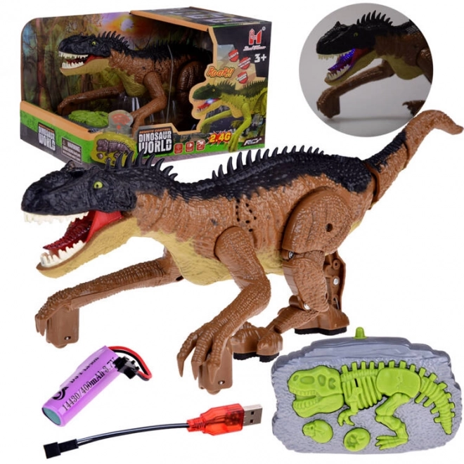 Dinosaure marron avec télécommande jouet