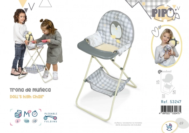 Chaise haute pour poupées pliable Pipo 2022