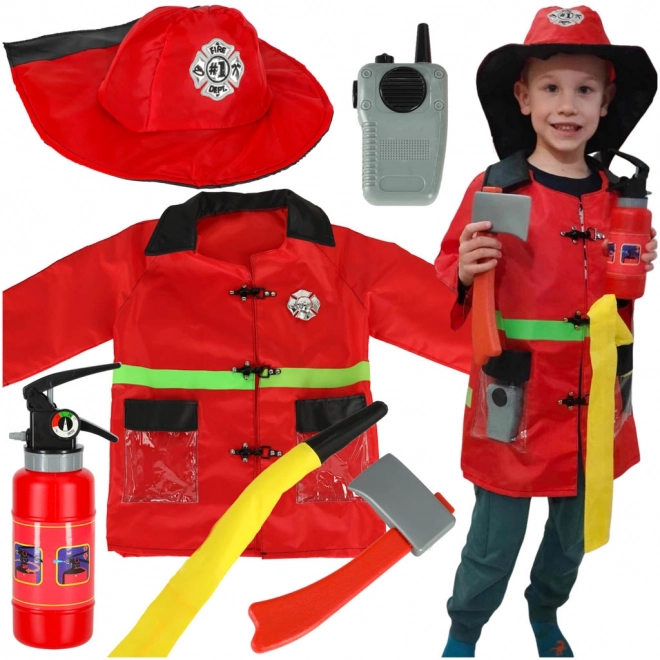 Déguisement de carnaval de pompier avec talkie-walkie 3-8 ans