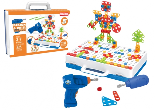 Kit de construction créatif avec perceuse et mallette