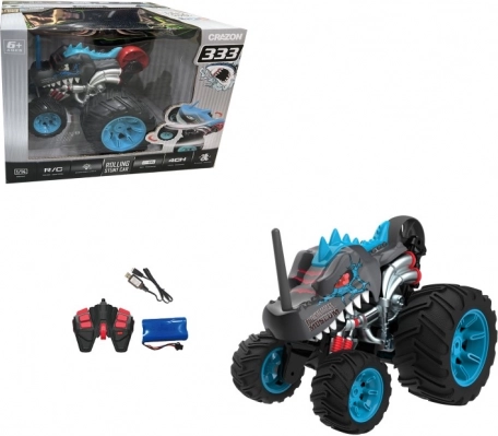 Voiture cascadeuse RC noire à cinq roues