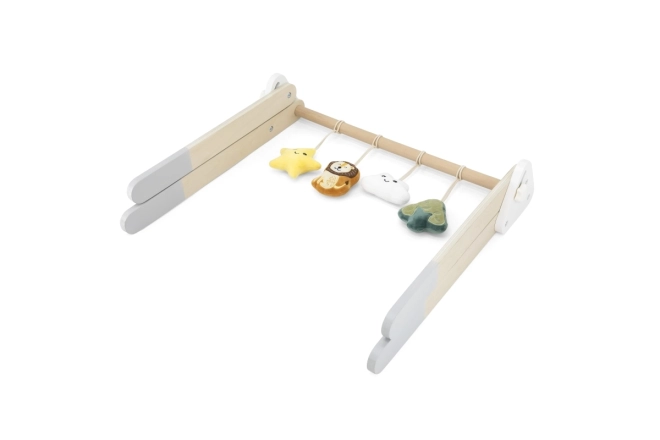 Portique en bois avec jouets