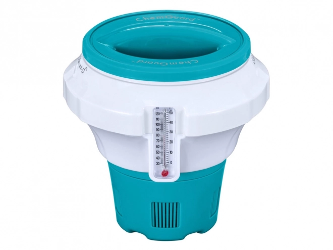 Doseur flottant pour produits chimiques pour l'eau de piscine avec thermomètre