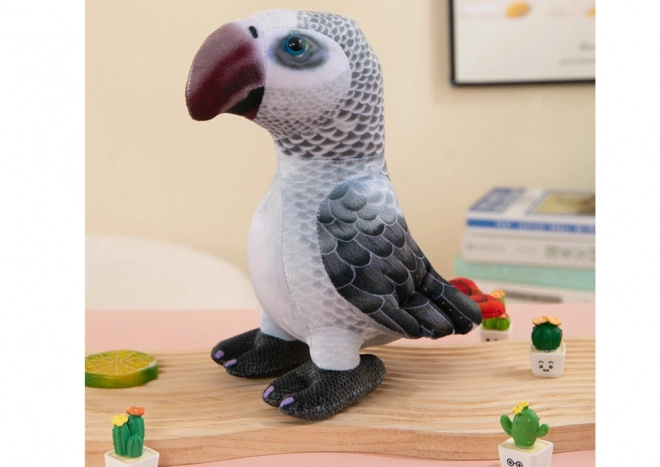 Perroquet en peluche gris 20 cm