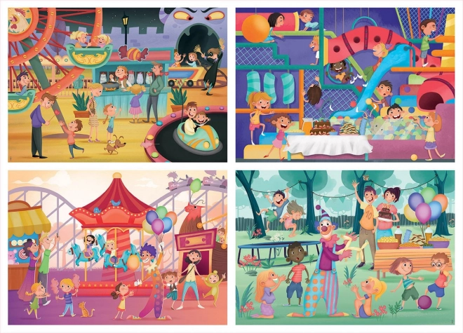 Educa puzzle parc d'attractions et fête pour enfants 4en1