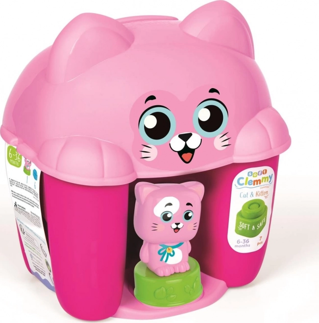 CLEMENTONI SOFT CLEMMY Boîte avec couvercle Chat avec 6 blocs