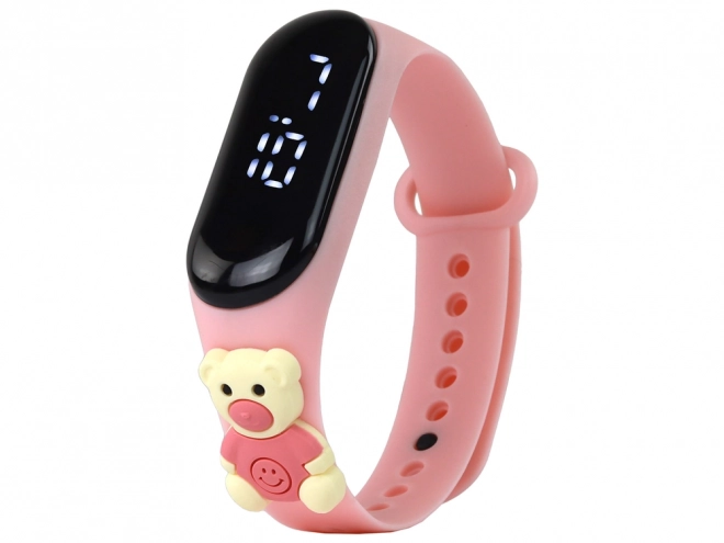 Montres tactiles enfant avec motif Ours, roses avec bracelet réglable