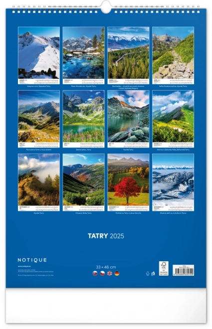 NOTIQUE Calendrier mural Tatry 2025, 33 x 46 cm
