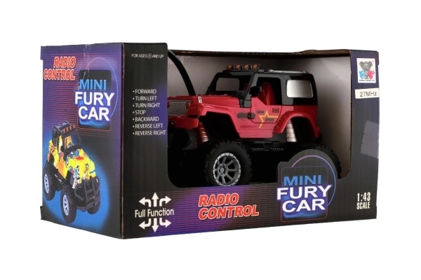Voiture RC tout-terrain 14cm plastique 27MHz à piles avec lumière en boîte 20x11x10cm