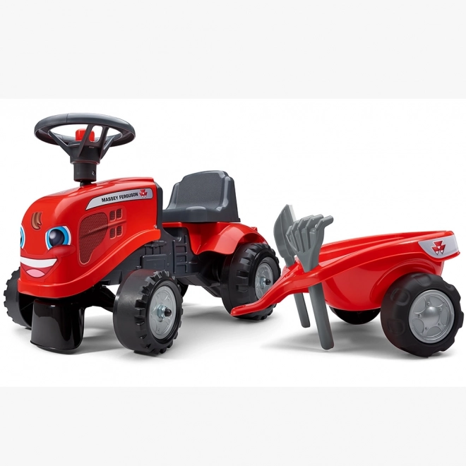 Tracteur pousseur Massey Ferguson rouge avec volant et