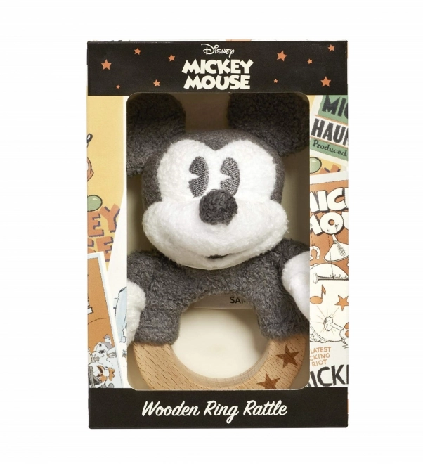 Hochet en bois/tissu Mickey Mouse Rainbow