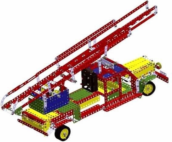 Construisez un camion de pompiers et des grues