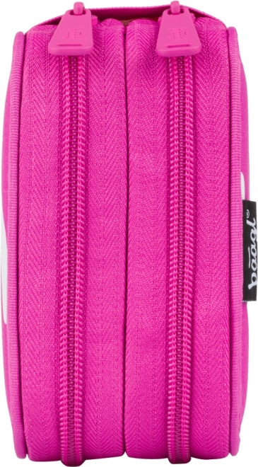 Trousse scolaire à deux étages Logo rose BAAGL