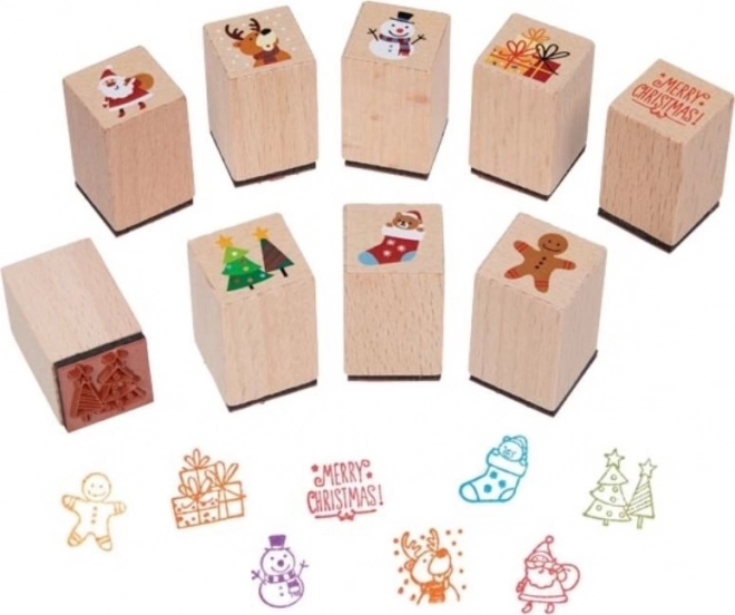 Tampon en bois GOKI avec motif de Noël (assortiment)