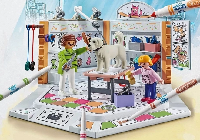 Playmobil Salon pour chiens avec couleurs Crayola