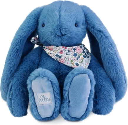 Lapin en peluche avec foulard bleu 35 cm