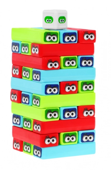 Mini jeu d'arcade Jenga pour enfants 3+ Construction de tours + 30 blocs colorés + dés