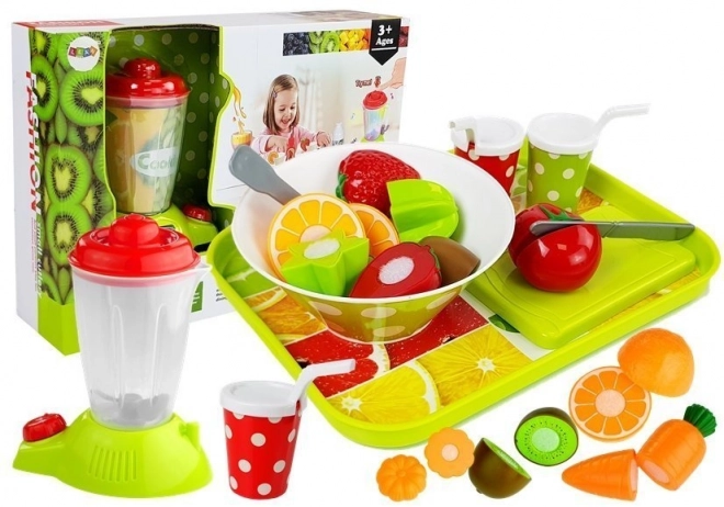 Ensemble de fruits et légumes pour enfants avec mixeur et plateau