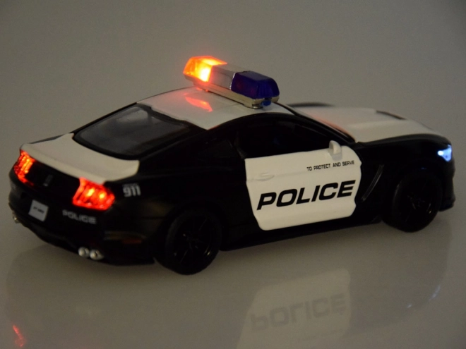 Voiture de police en métal Ford Shelby GT350 à l'échelle 1:32 avec effets de lumières gyrophare