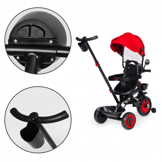 Tricycle 3en1 avec siège pivotant et auvent rouge ECOTOYS