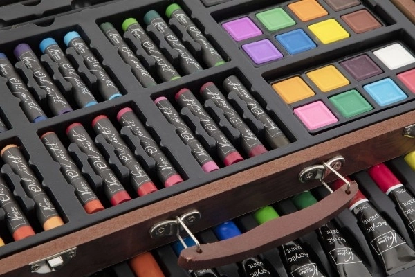 Ensemble de peinture - Coffret d'art ensemble créatif 103pcs avec mallette en bois dans une boîte 39x27x9cm