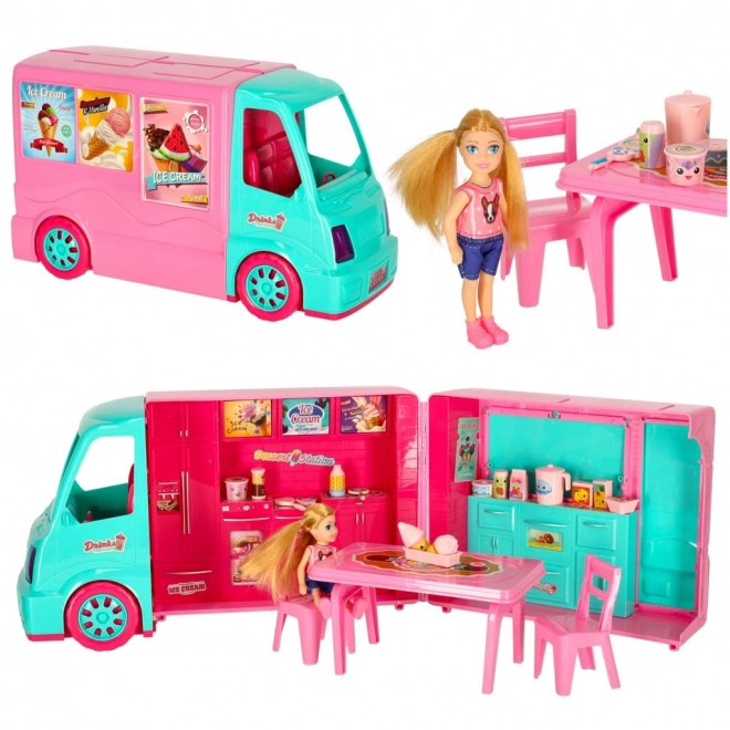Camping-car pour poupées avec food truck