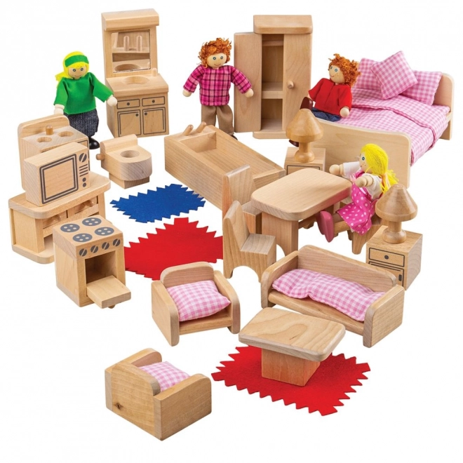 Ensemble de meubles et famille pour maison de poupée