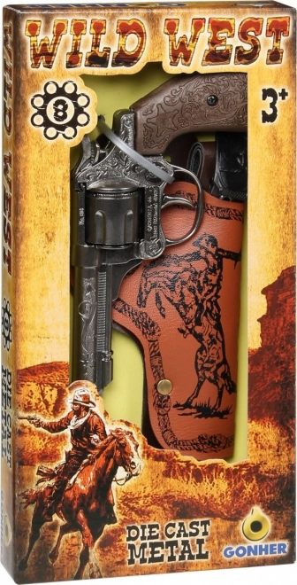 Revolver de cowboy en métal avec étui 8 cartouches Gonher