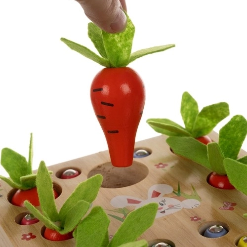 Jeu en bois Montessori 2-en-1 - Jardin de carottes pour enfants