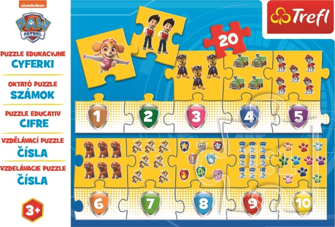Puzzle éducatif Nombres Pat' Patrouille 20 pièces