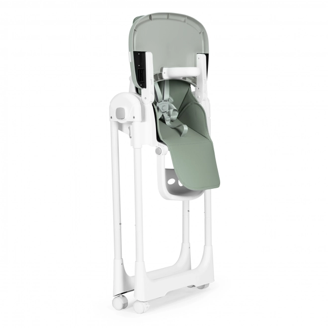 Chaise haute, chaise d'alimentation, réglable en hauteur, harnais en simili cuir, plateau double vert