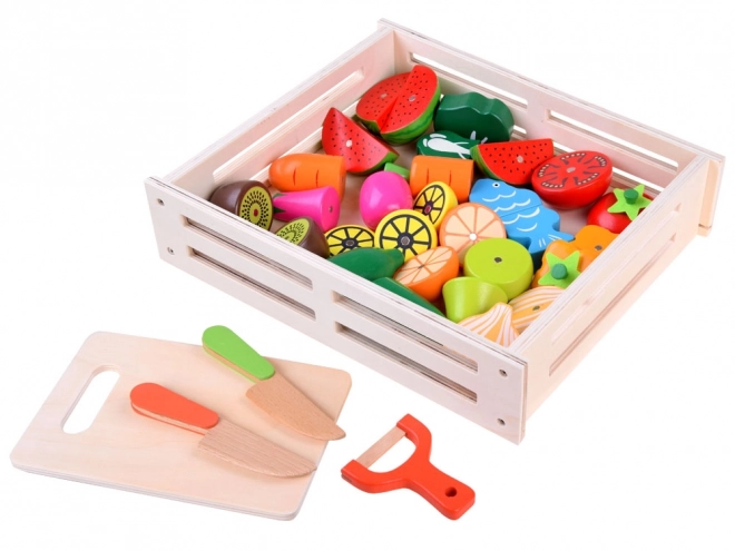 Grande boîte magnétique en bois pour couper les légumes et fruits ZA4121