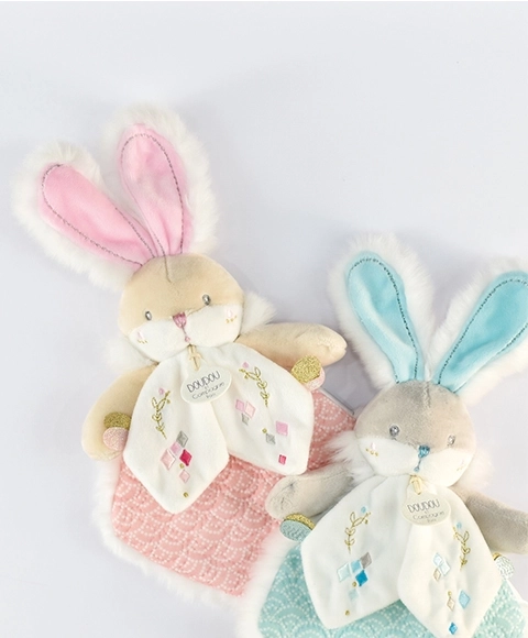 Coffret cadeau doudou lapin rose ami