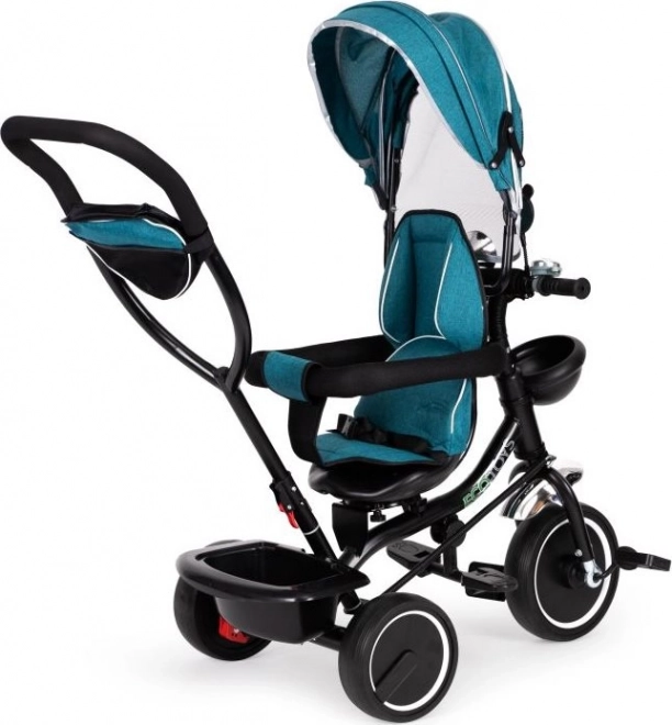 ECOTOYS Tricycle avec toit et barre de direction vert-bleu