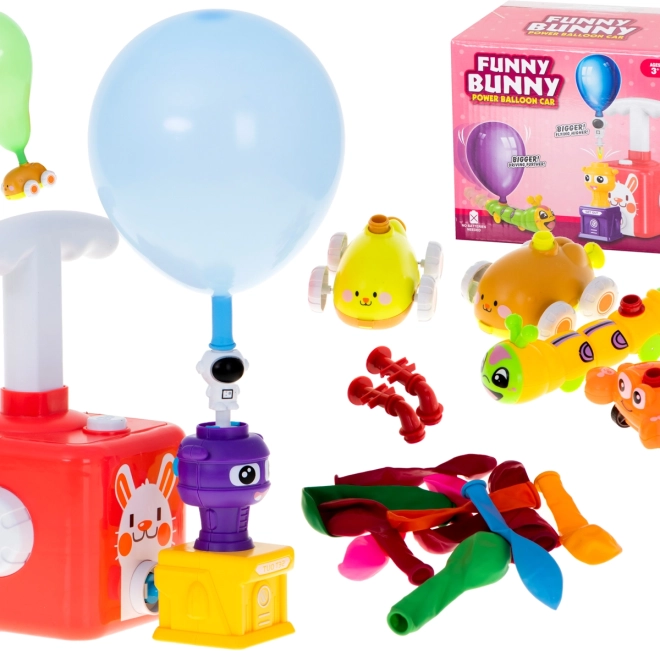 Lanceur à ballons avec petites voitures motif lapin – set de 23 pièces