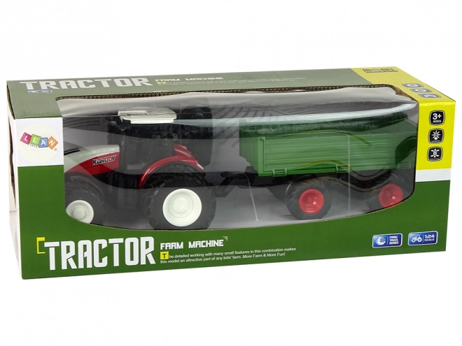 Tracteur télécommandé avec remorque 1:24 rouge-vert