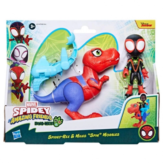 Spider-man spidey et ses amis incroyables figurine avec dinosaure et accessoires