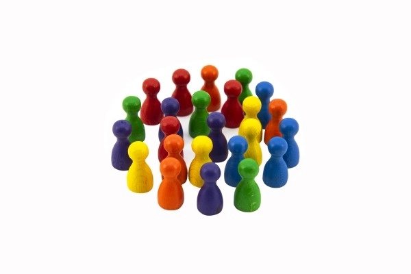 Figurines en bois 25mm 6 couleurs - Jeu de société