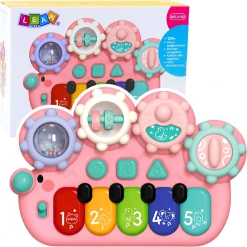 Petit piano interactif rose pour enfants avec engrenages