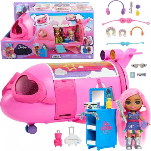 Avion arc-en-ciel rose BARBIE Extra Fly Minis avec pilote
