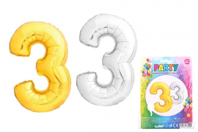 Ballon gonflable en forme de chiffre 3