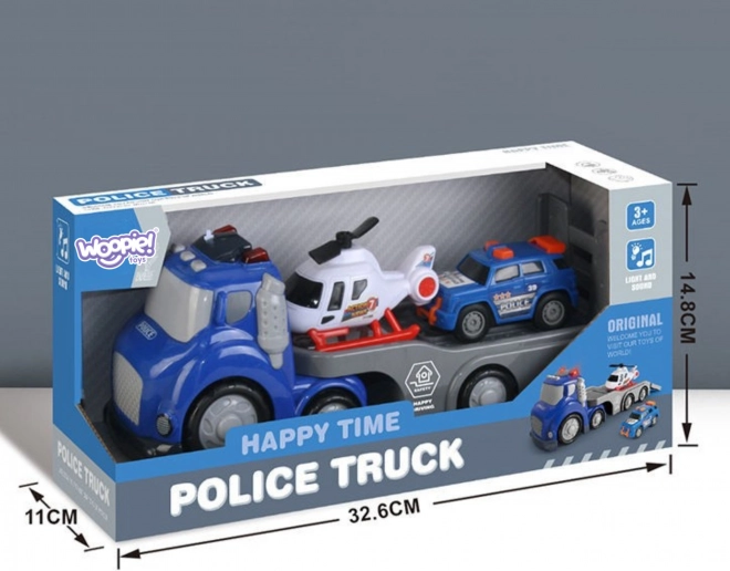 Woopie Remorque de Police Bleue City Truck avec Effets Sonores et Lumineux