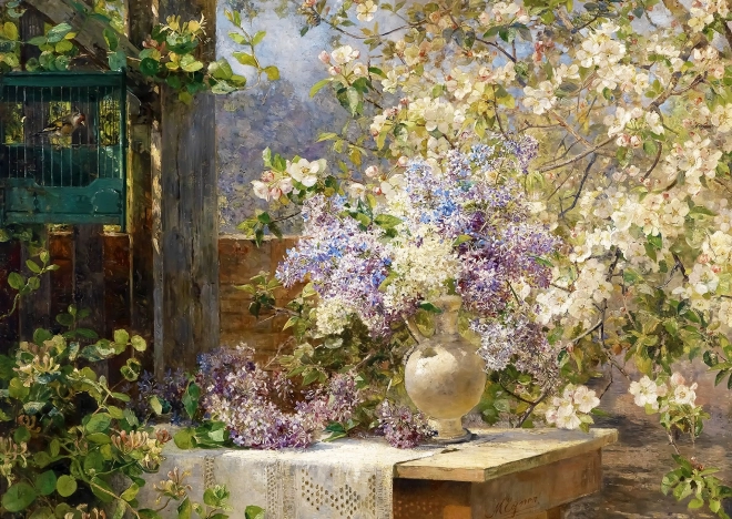 Puzzle Marie Egner : Dans le pavillon en fleurs 1000 pièces
